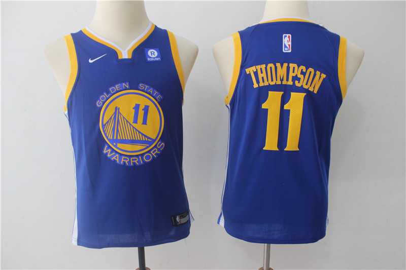 Youth Nike Golden State Warriors #11 Klay Thompson Blue Swingman Stitched NBA Jersey